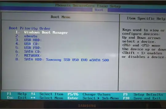 Note: boot order displayed is not correct!