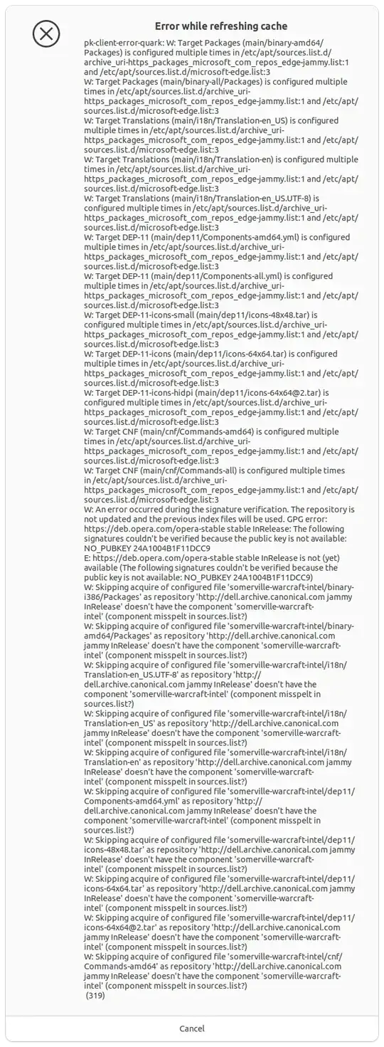 Large list of errors