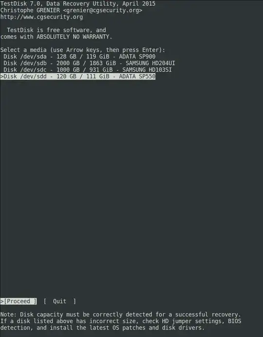 testdisk drive selcetion