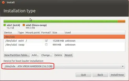 Device for bootloader installation dropdown menu