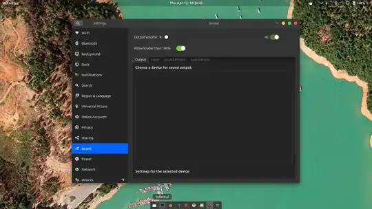 Sound settings screenshot
