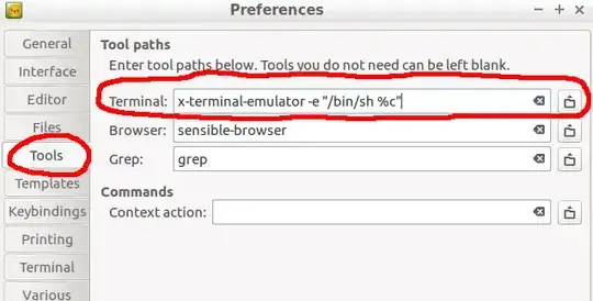 screenshot showing Terminal selection in the Tools tab of the Preferences dialog in Geany
