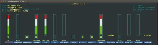 alsamixer screenshot with not headphones attached