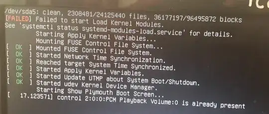 Failed to load Kernel modules Image