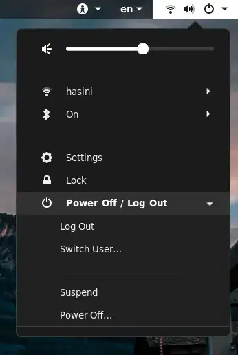 GNOME 3.36 system menu