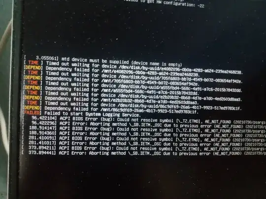 The text on this image says BIOS Error Could not resolve symbol l, AE NOT FOUND ACPI Error