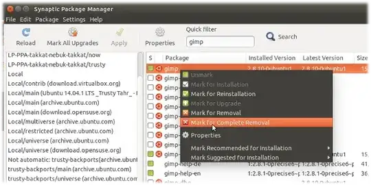 A program selected with the option "mark for complete removal"