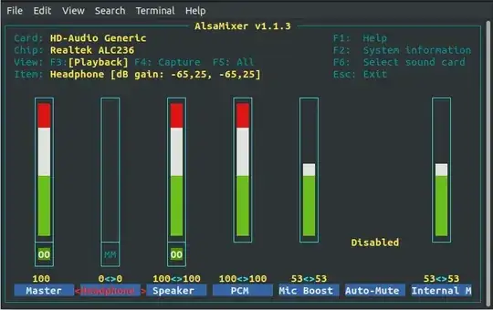 screenshot of AlsaMixer
