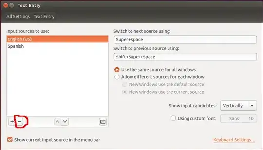 Text entry with the minus sign at the bottom selected