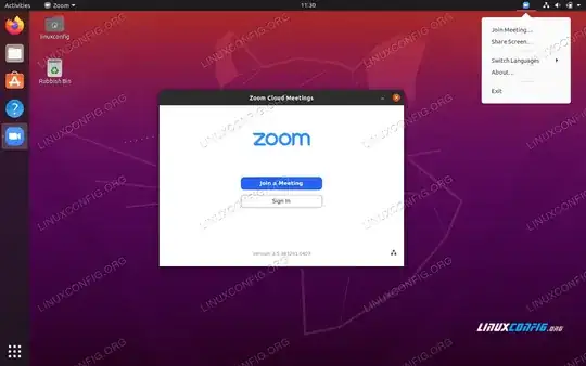 Zoom Meeting App in the tray