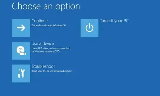 Picture of the screen I get