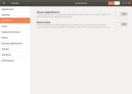 Tweaks/Extensions dialog