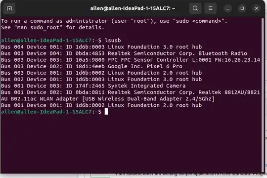 lsusb shows the wifi adapter