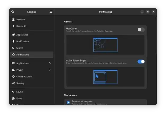 Multitasking Category in Gnome Settings application