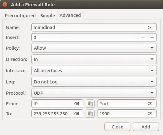 gufw pre-configured rules