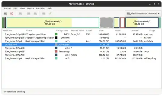 screenshot of GParted