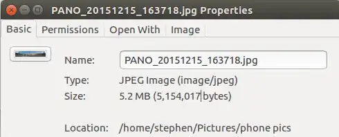 File properties screen grab