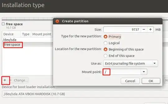 create root partition