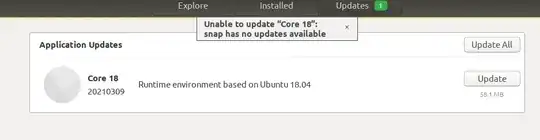 Screenshot of Error Updating Core 18