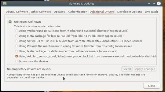 Screenshot of my additional drivers tab