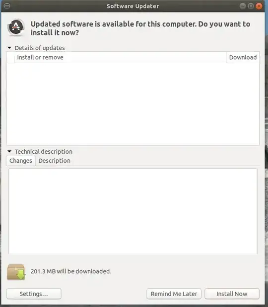 screenshot of update