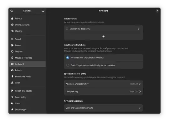 Keyboard -> Special Character Entry -> Compose Key
