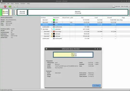 GParted details sda3