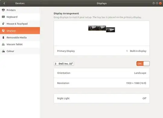 Screenshot of Displays control panel