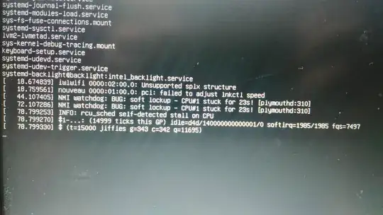 photo of screen showing some boot messages