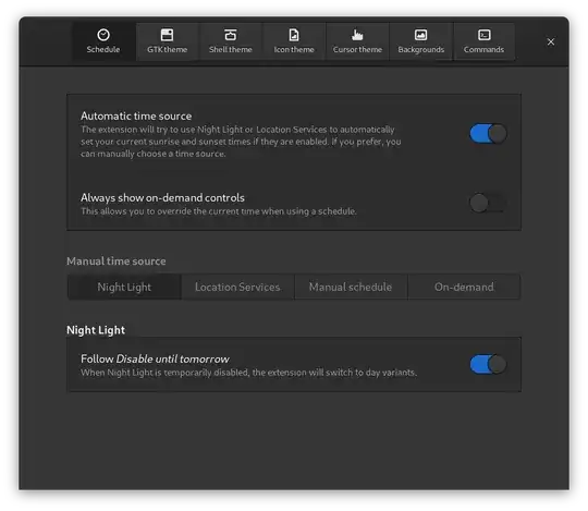 Screenshot of the Schedule tab