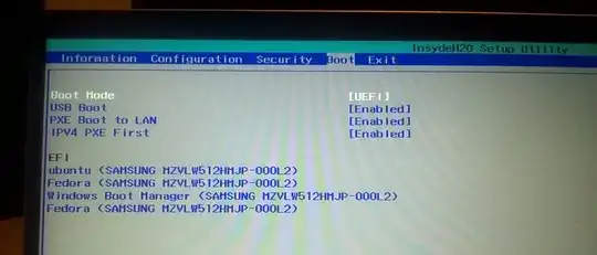 photograph of firmware setup utility