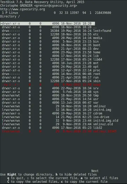 testdisk directory listing