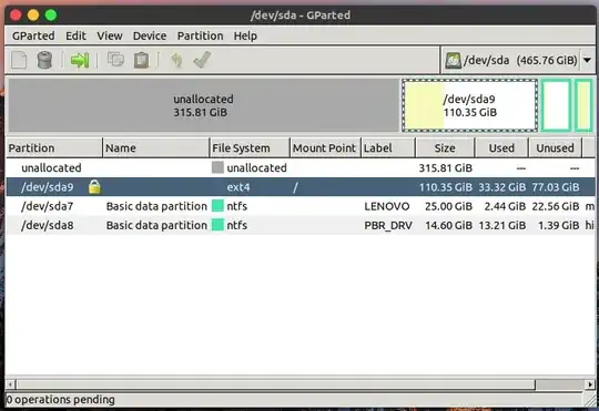 My disk management picture in GParted