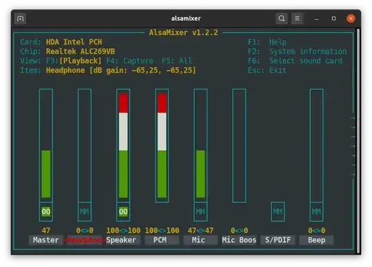 How alsamixer appears at booting