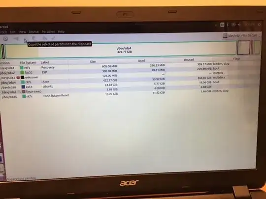 gparted screen picture from live cd