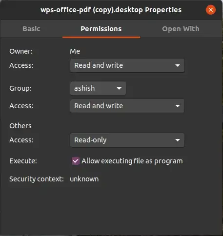 Shortcut Icon permission settings
