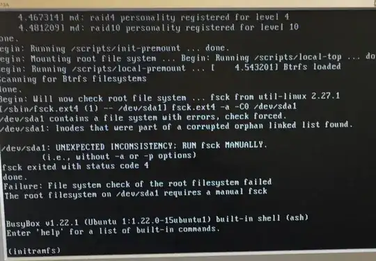 screenshot of the initramfs prompt