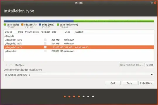 Ubuntu partitioning screenshot