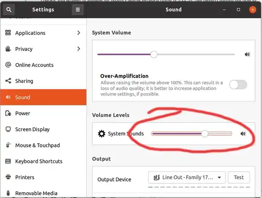 Screenshot of ubuntu's sound settings panel