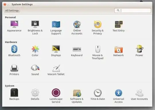 system settings panel