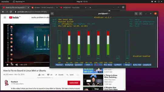 Screenshot showing AlsaMixer