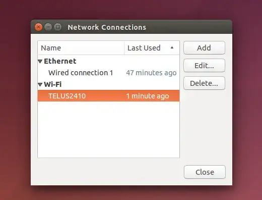functioning network connections tab