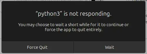 python3 is not responding dialog