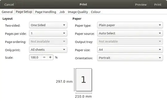 Print Page Setup Settings