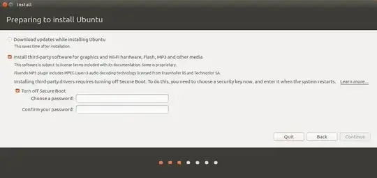 Screenshot of installation program