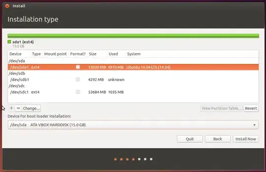 Installation type gparted menu screen