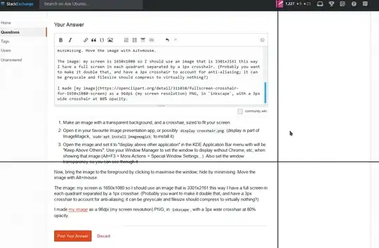 using this method to display a crosshair over this entry