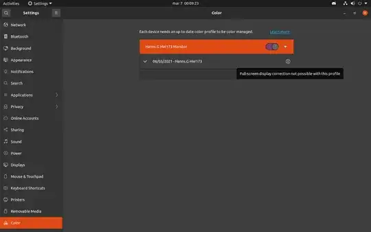 Screenshot of color settings