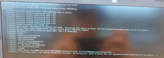 screenshot of the error