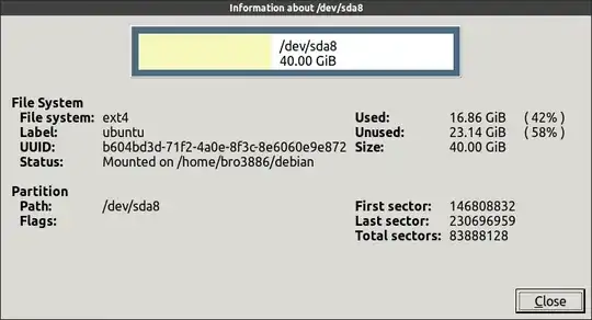 GParted information window screenshot